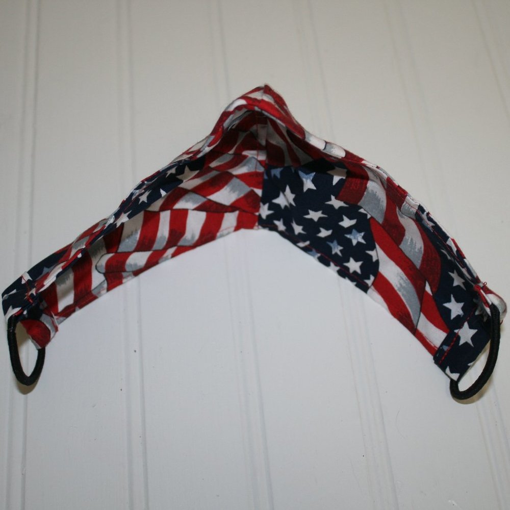 HANDMADE American Flag Fabric Face Mask Shield - Picture 3 of 3
